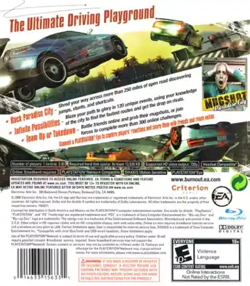 Burnout Paradise (USA) (En,Ja,Fr,De,Es,It) (v1.50) (Update) box cover back